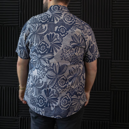 Vintage Chinese Silk Floral Half-Sleeve Shirt - Men’s