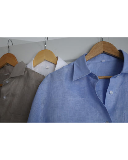 European Linen Button Down Shirt - Beige