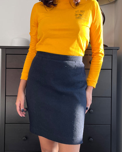 Vintage Victorie Wool Blend Mini Skirt in Navy