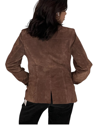 Vintage Brown Suede Leather Jacket Blazer