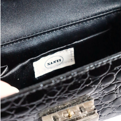 Black Patent Leather Clutch bag with Chain Strap