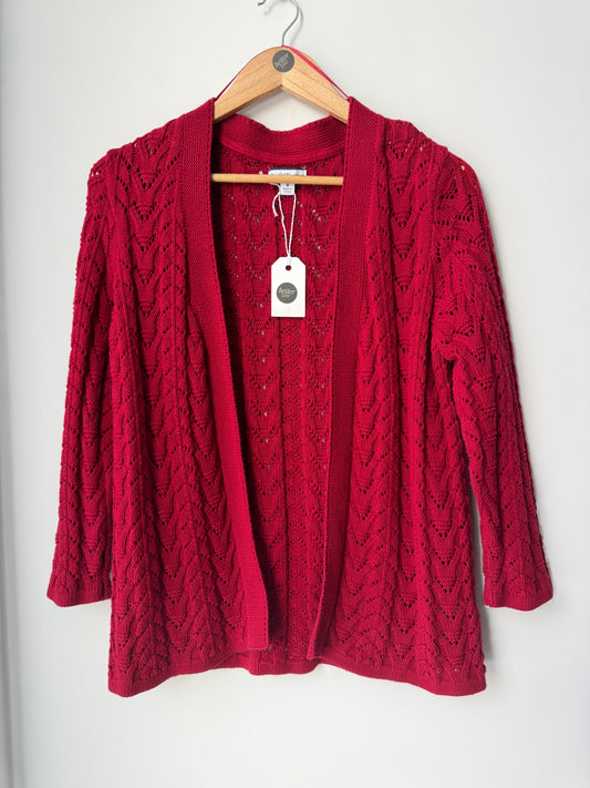 Vintage Croft and Barrow Red Crochet Cardigan