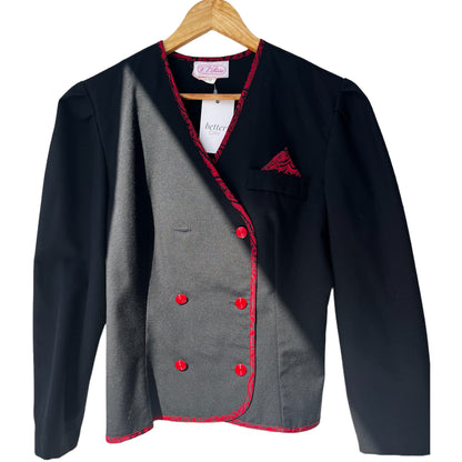 Circa 1970’s MOD Black and Red Blazer & Skirt Set