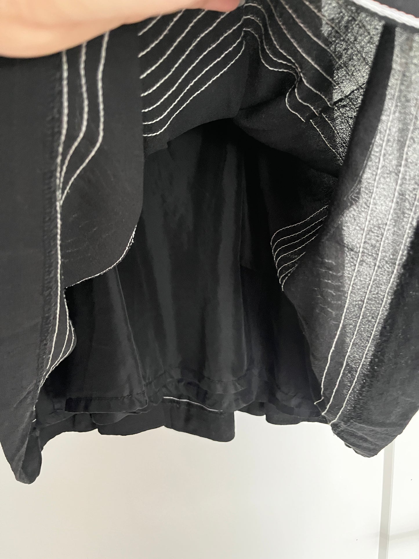 Kate Spade Black & White Silk Ruffle A Line Dress
