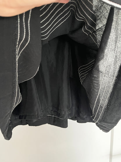 Kate Spade Black & White Silk Ruffle A Line Dress