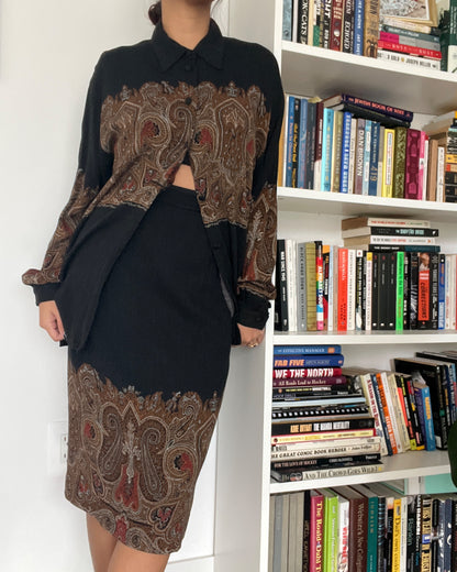 Vintage Della Spiga Made in Canada Blouse & Skirt Set