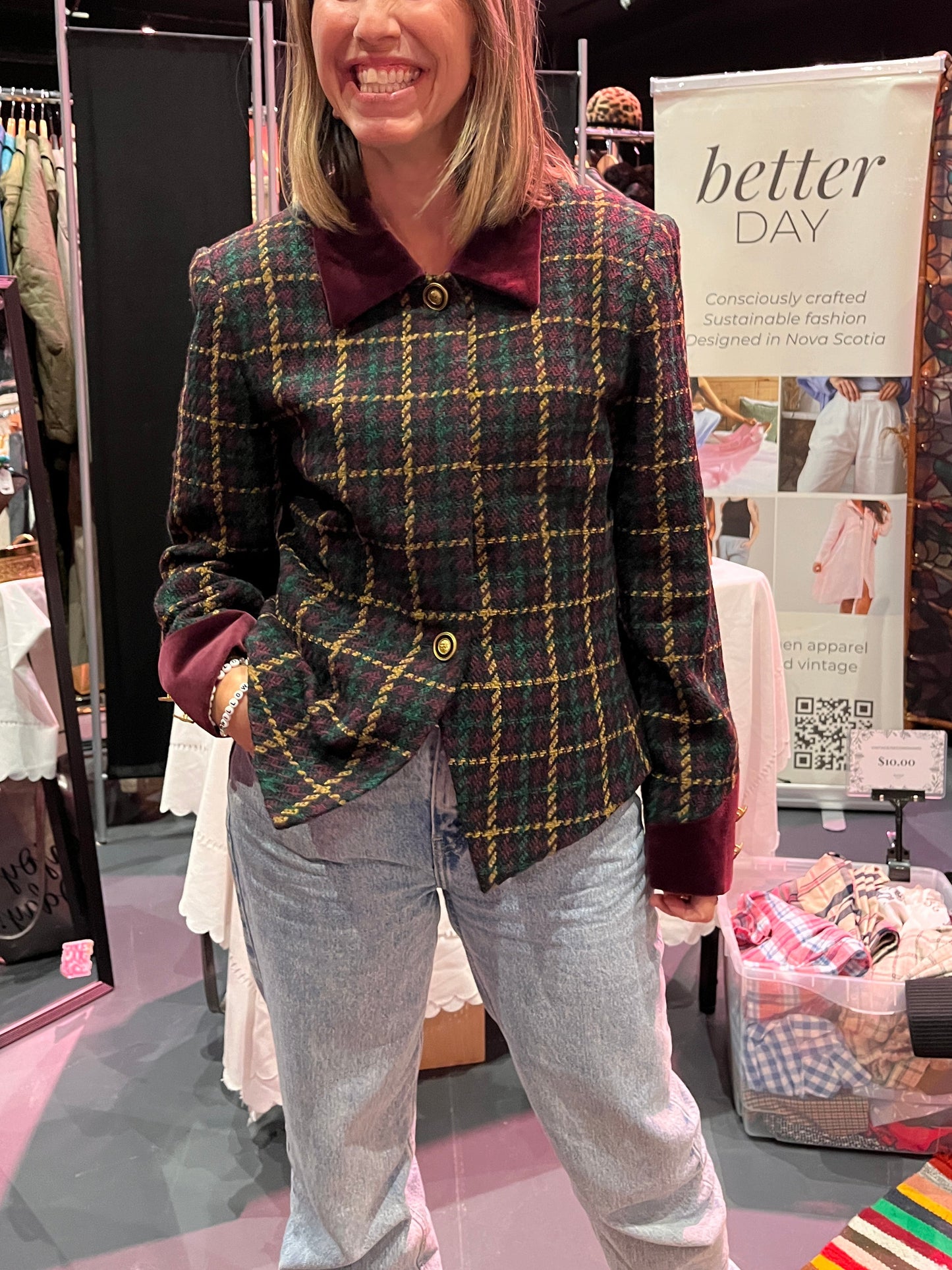 Vintage Kasper Tailored Women's
Plaid blazer