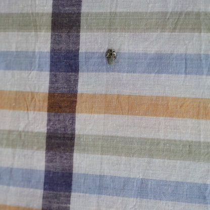 Blue and Navy with Pastel Stripes Handloom Cotton Fabric
