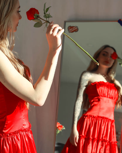 Vintage Red Strapless Dress By Jessica McClintock