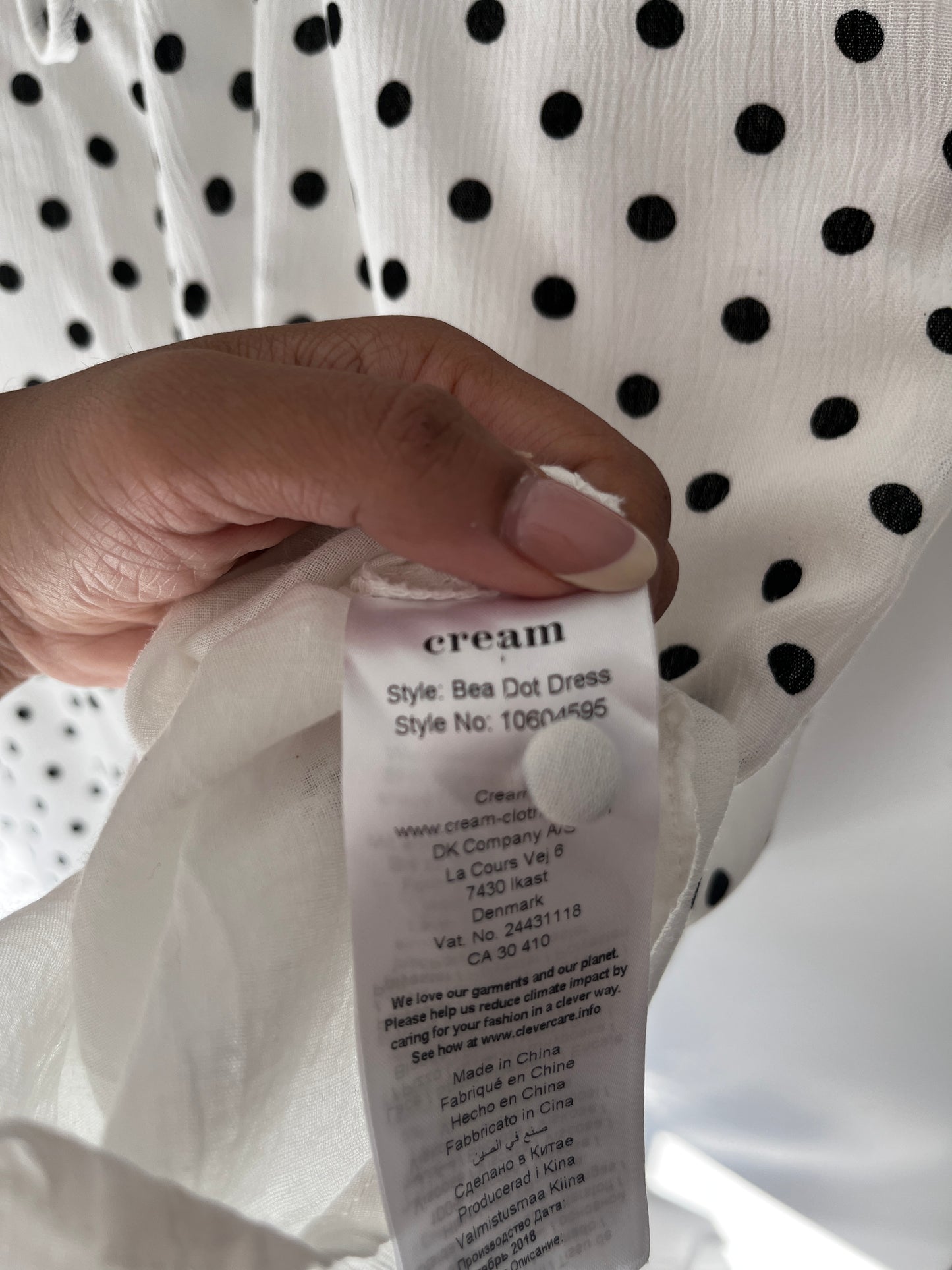 Cream White & Black Polkadot Dress Lace trim