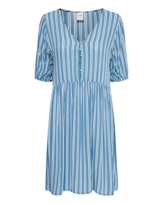 Ichi Blue Striped Casual Shirt Dress