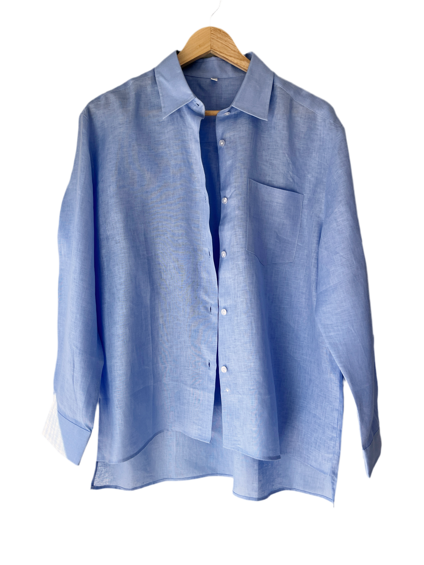 European Flax Linen Button Down Shirt - Blue