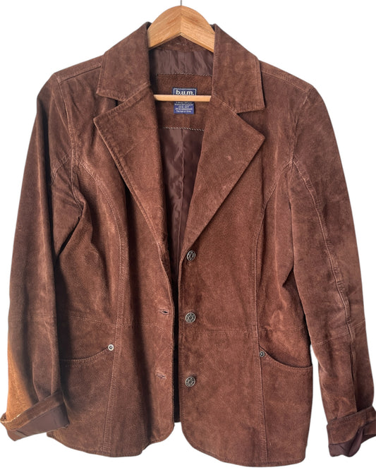 Vintage Brown Suede Leather Jacket Blazer