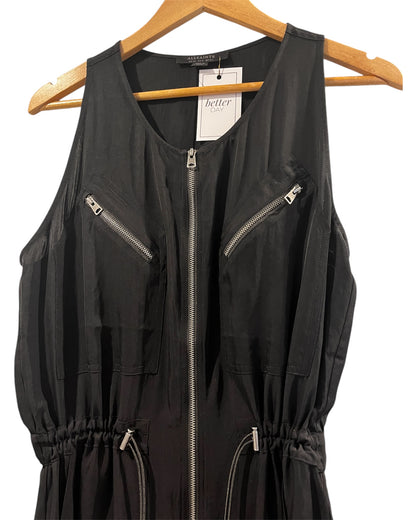 All Saints Black Vola Zip Dress