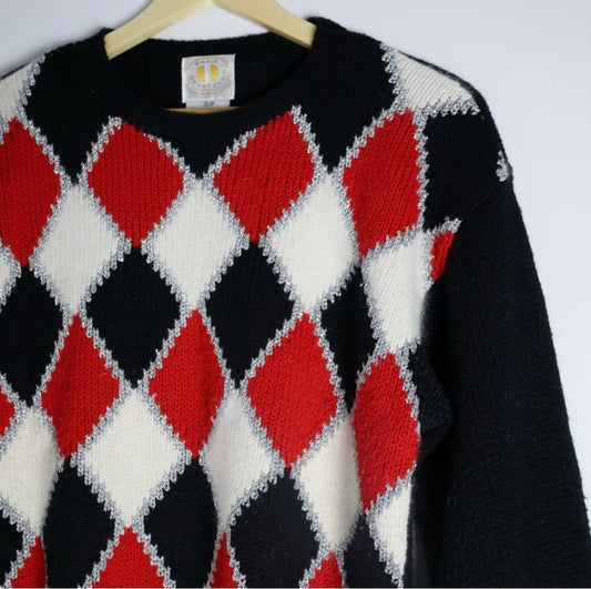 Vintage Women’s Festive Argyle Jumper