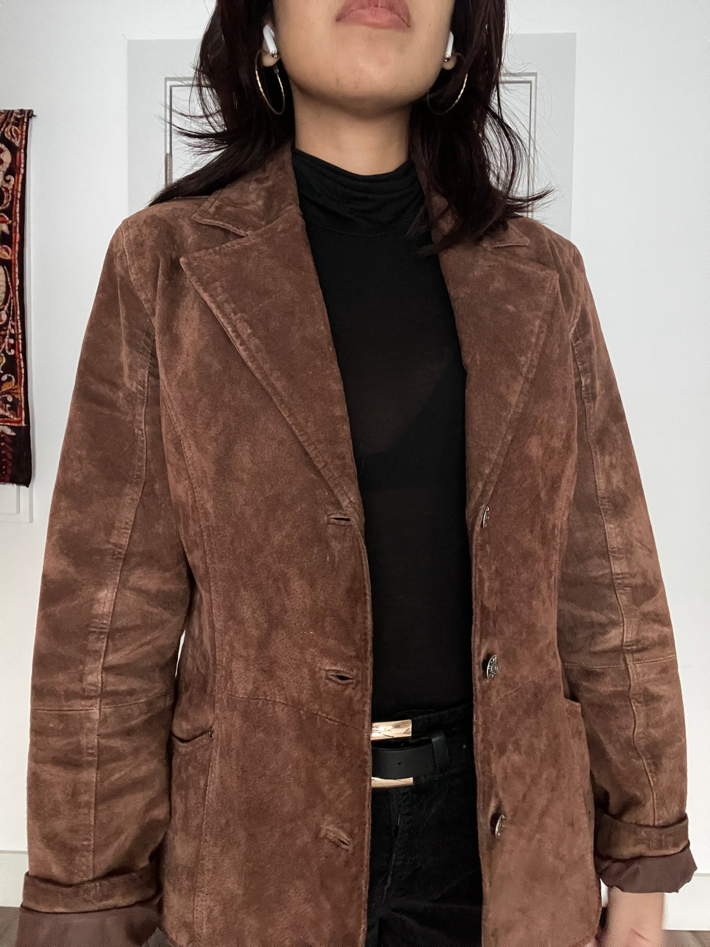 Vintage Brown Suede Leather Jacket Blazer