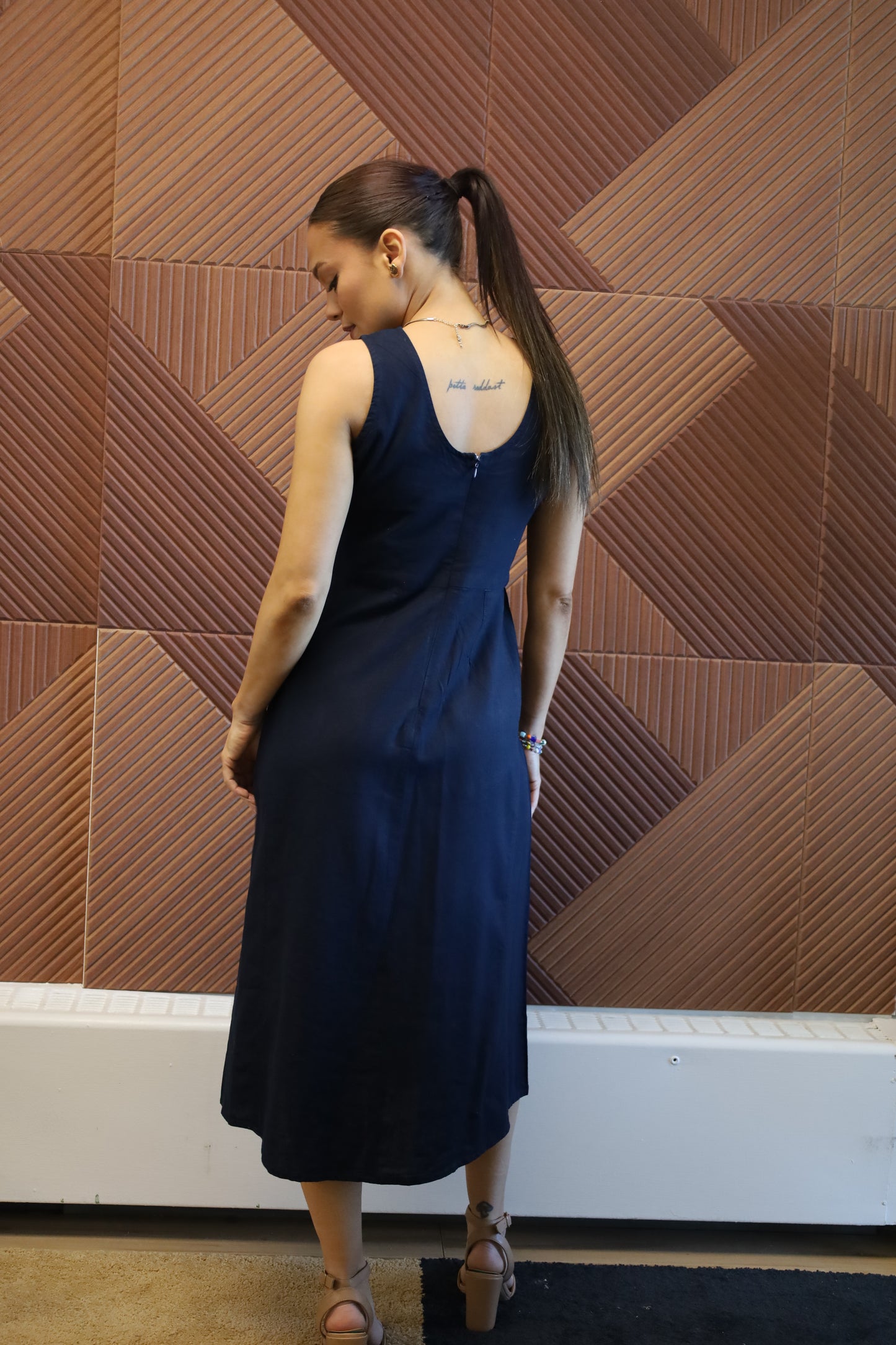 Nari Linen Dress - Navy