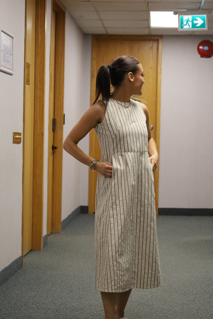 Nari Linen Dress - Vintage Stripe