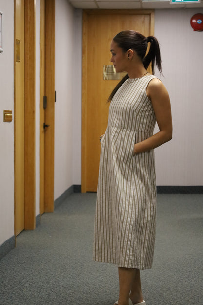 Nari Linen Dress - Vintage Stripe