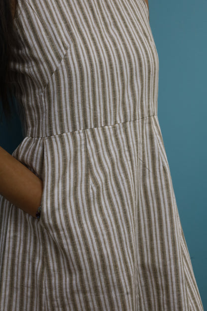 Nari Linen Dress - Vintage Stripe