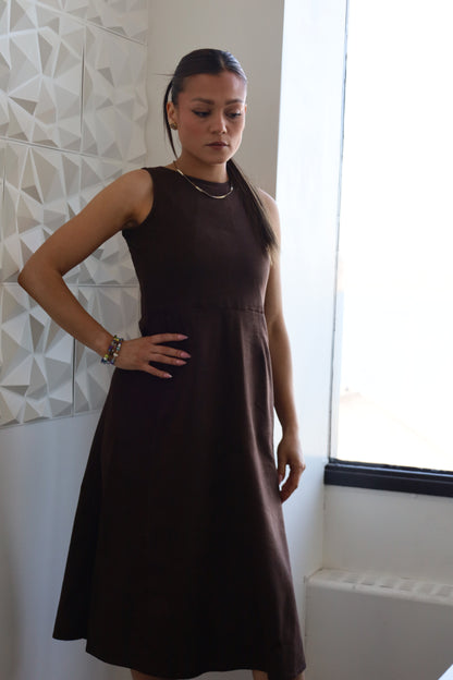 Nari Linen Dress - Brown