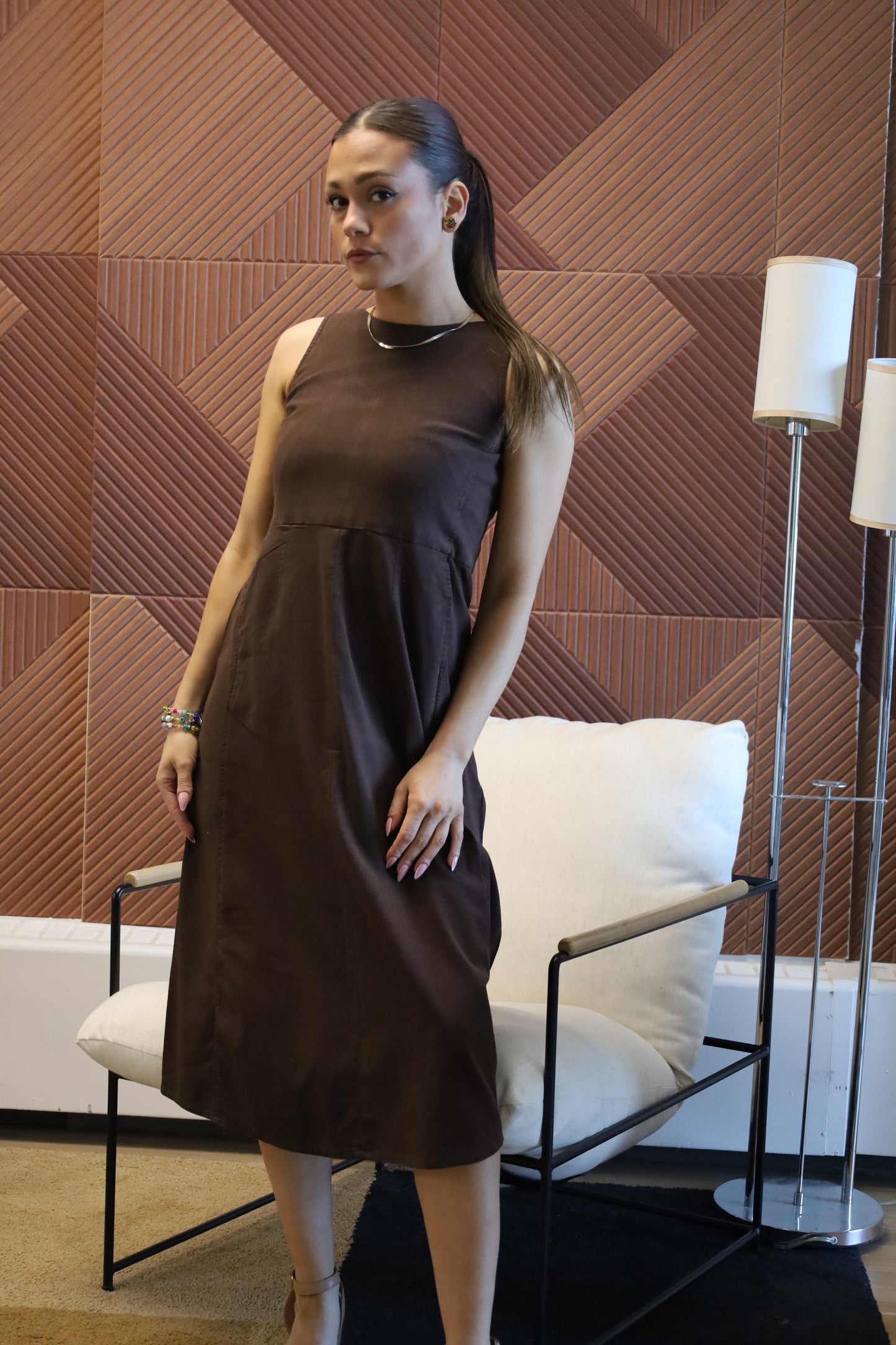 Nari Linen Dress - Brown