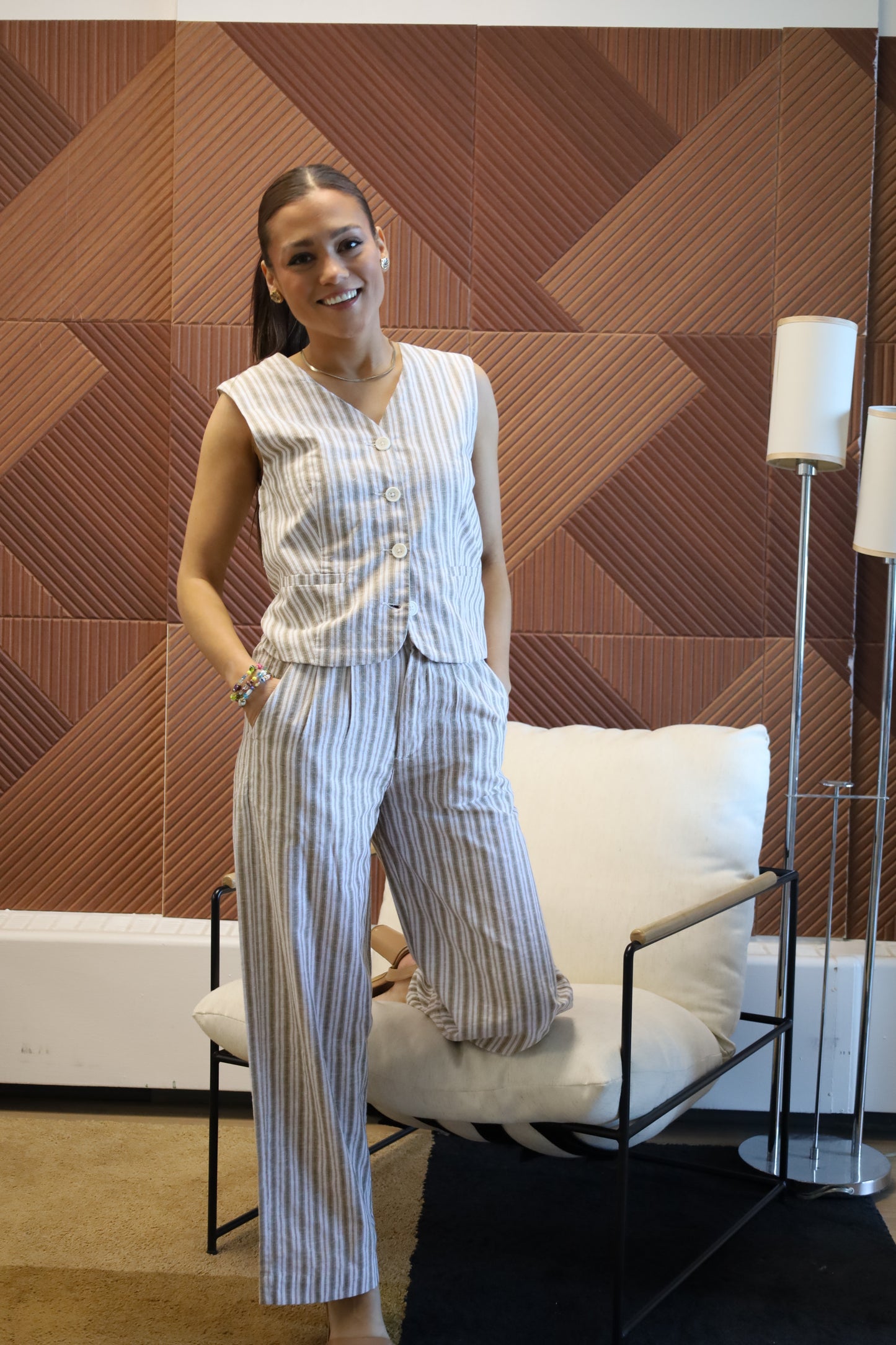 Maya Linen Pant - Vintage Stripe (2026)