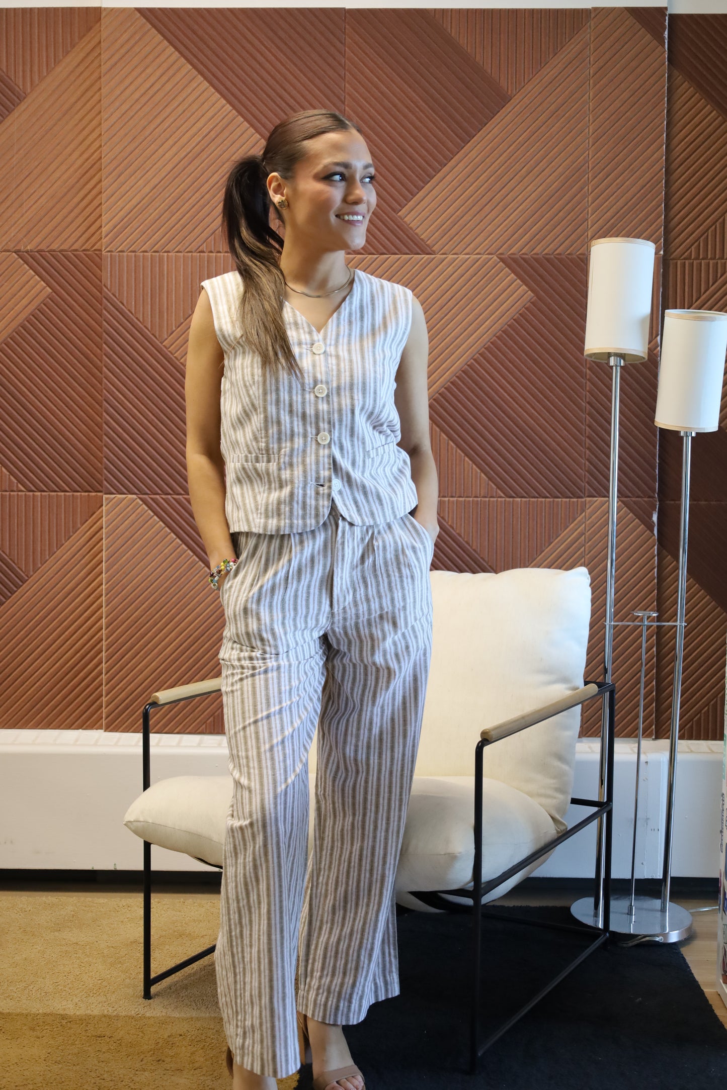 Maya Linen Pant - Vintage Stripe (2026)