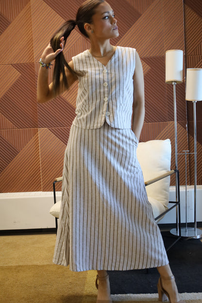 Lolona Linen Skirt - Vintage Stripe