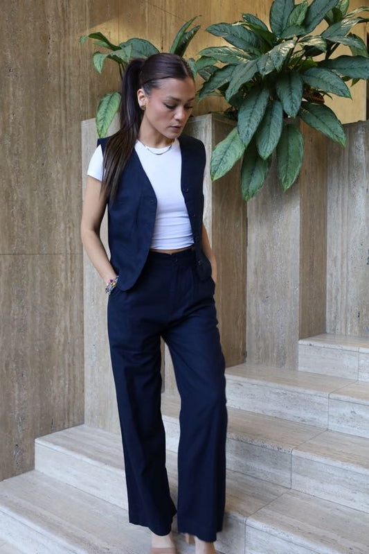 Maya Linen Pant - Navy (2026)