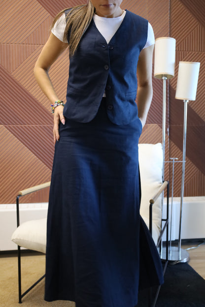 Lolona Linen Skirt - Navy
