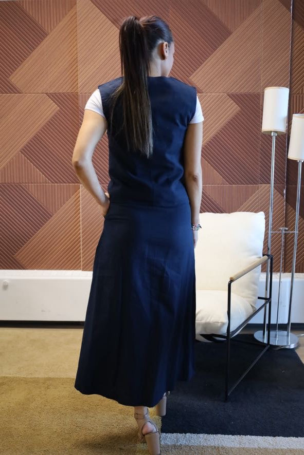 Lolona Linen Skirt - Navy