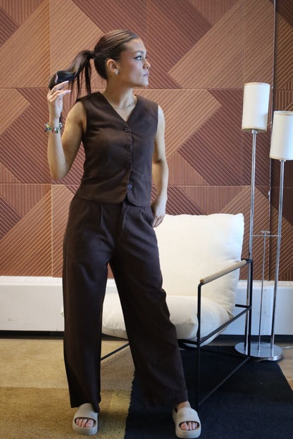 Maya Linen Pant - Brown (2026)