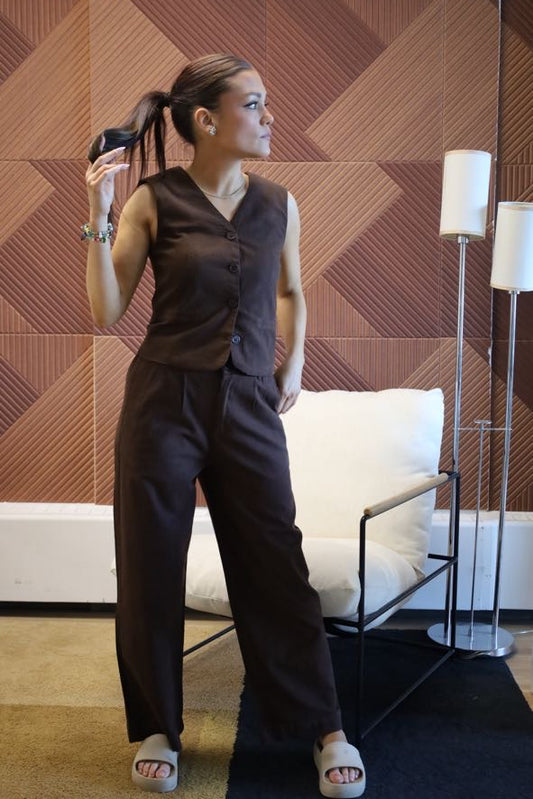 Maya Linen Pant - Brown (2026)