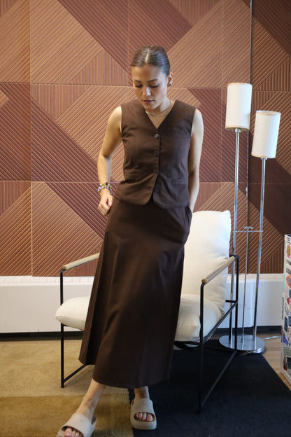 Lolona Linen Skirt - Brown
