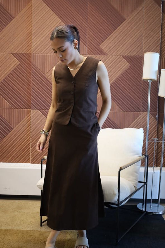 Lolona Linen Skirt - Brown