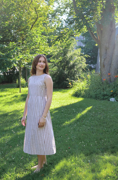 Nari Linen Dress - Vintage Stripe