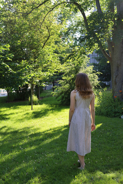 Nari Linen Dress - Vintage Stripe