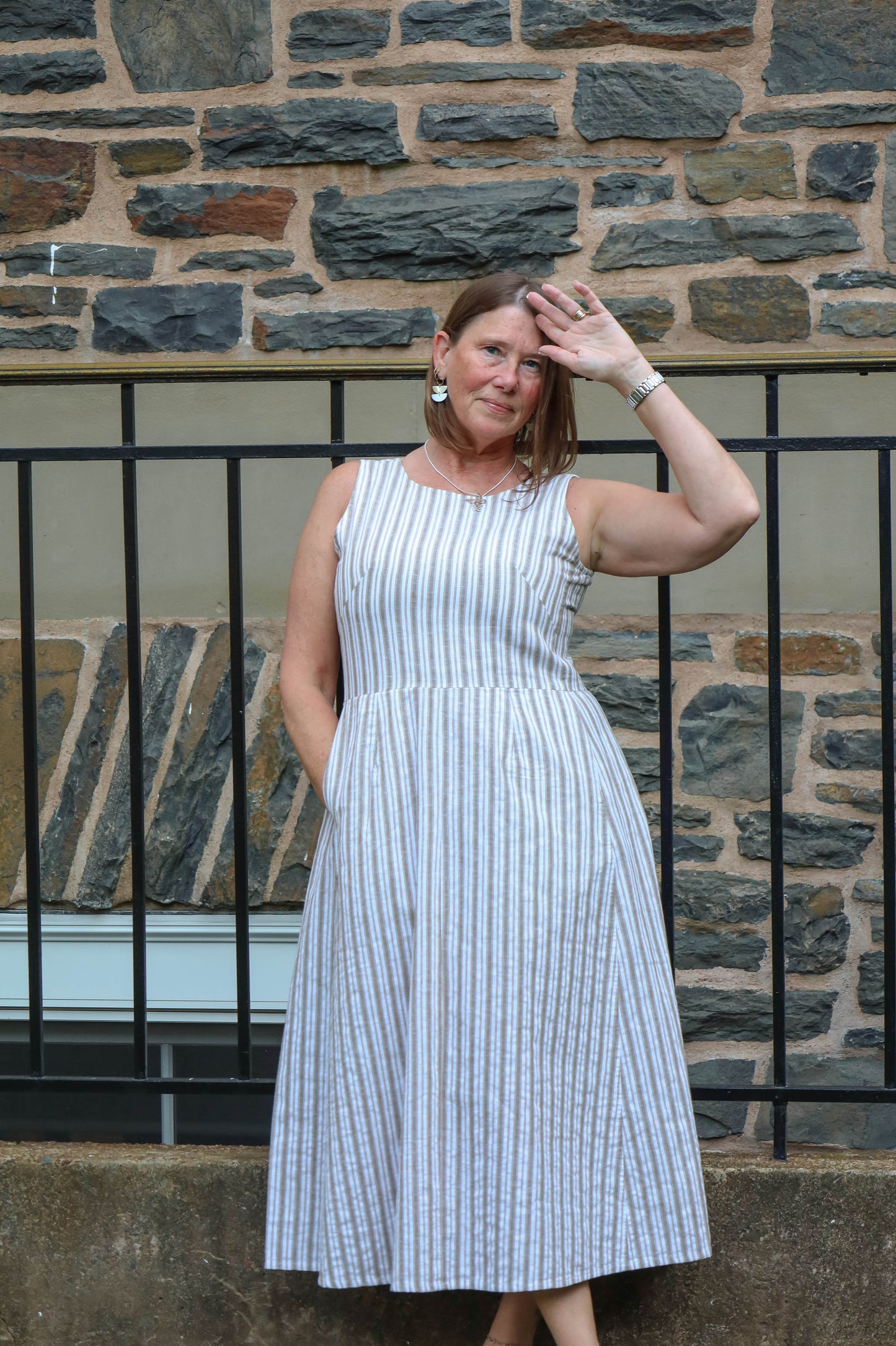 Nari Linen Dress - Vintage Stripe