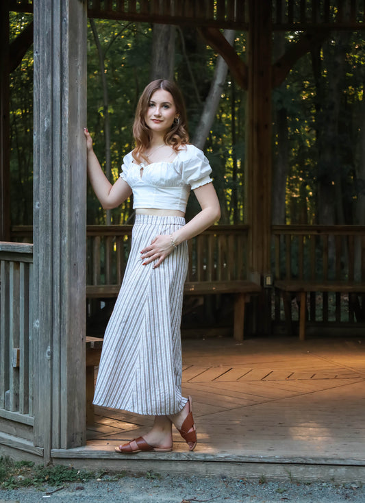 Lolona Linen Skirt - Vintage Stripe