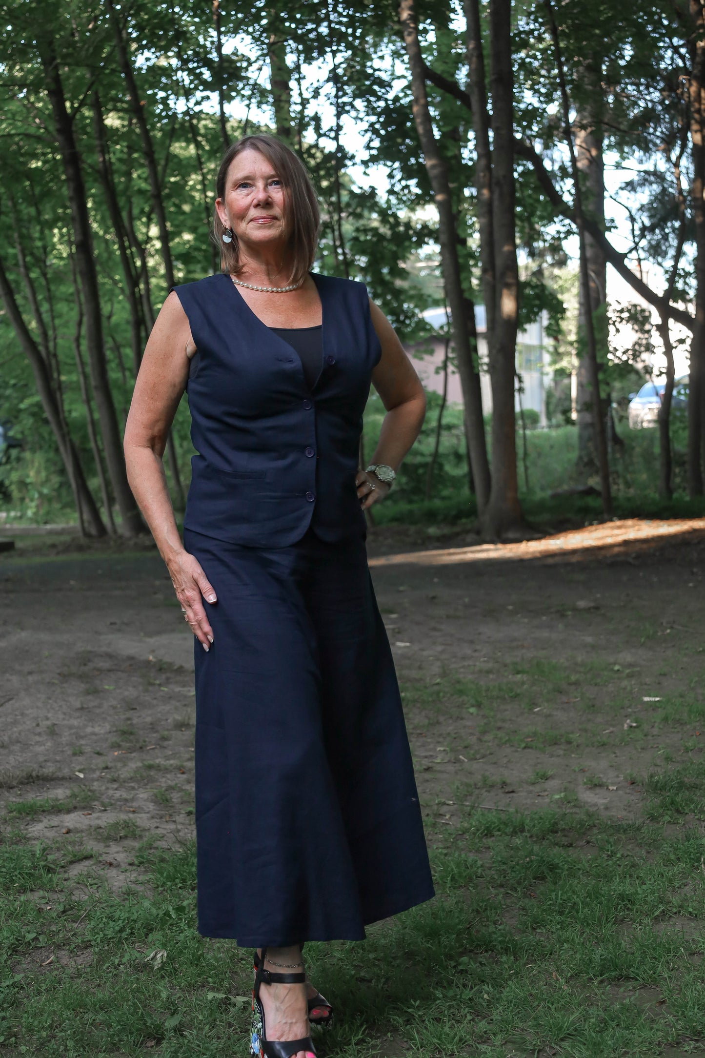 Lolona Linen Skirt - Navy