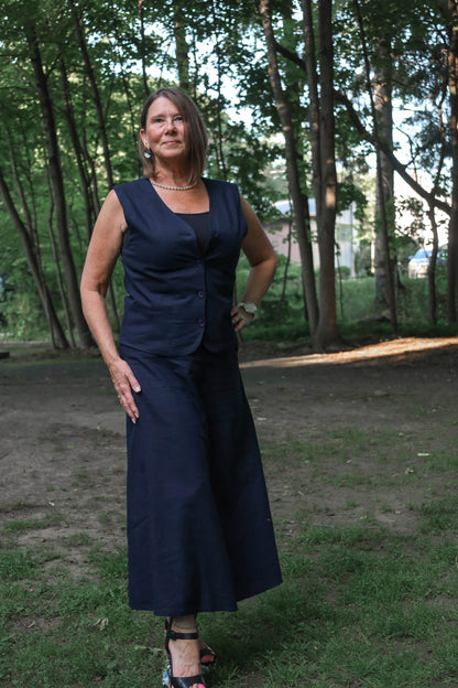 Lolona Linen Skirt - Navy