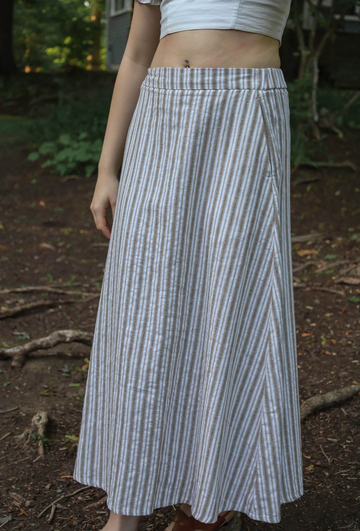 Lolona Linen Skirt - Vintage Stripe