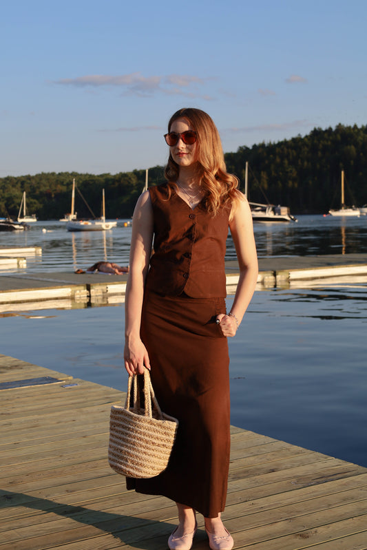 Lolona Linen Skirt - Brown