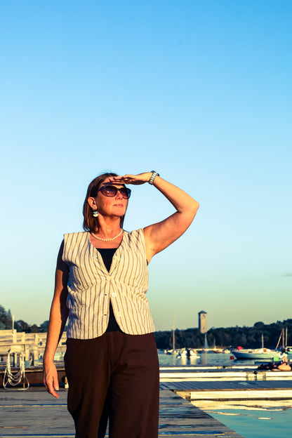 Nodi Linen Vest - Vintage Stripe