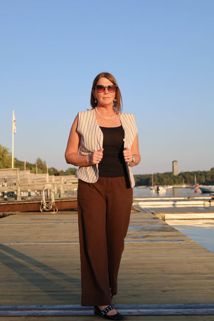 Nodi Linen Vest - Vintage Stripe