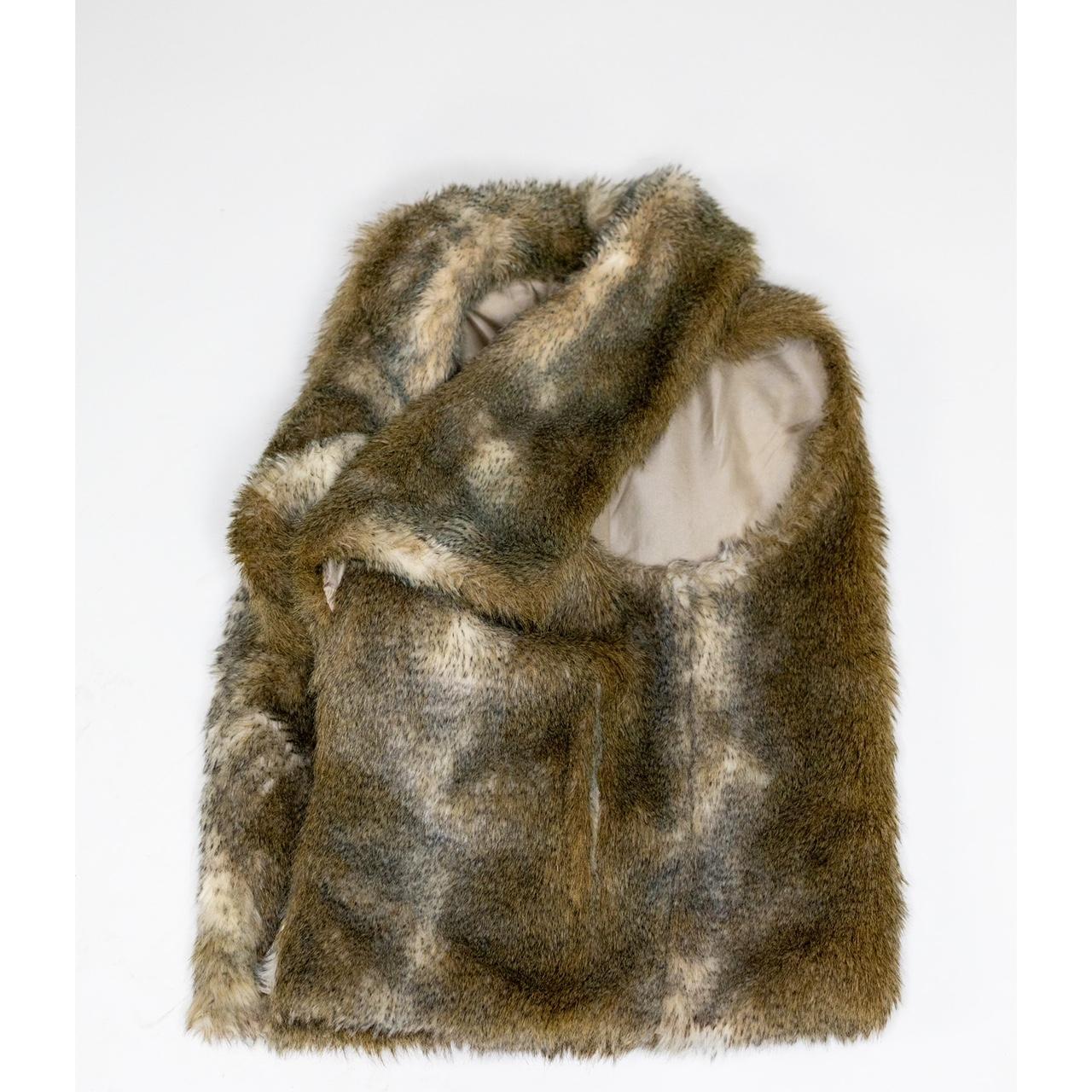 Joie Womens Collared Open Front Faux Fur Vest Jacket Brown