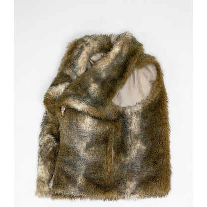 Joie Womens Collared Open Front Faux Fur Vest Jacket Brown