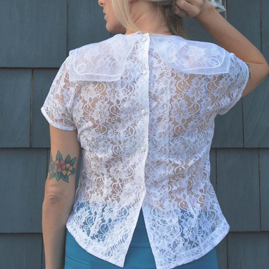 Moiselle Lace Sheer Sailor Top