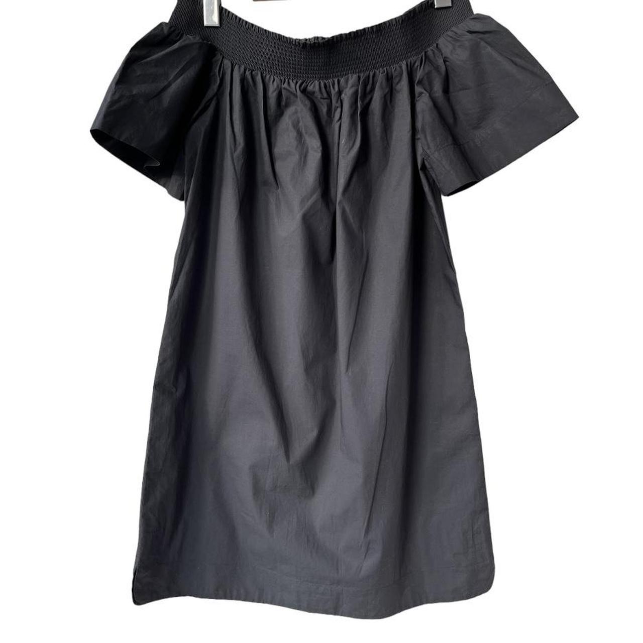 NWT J. Crew Off the Shoulder Black Cotton Poplin Dress